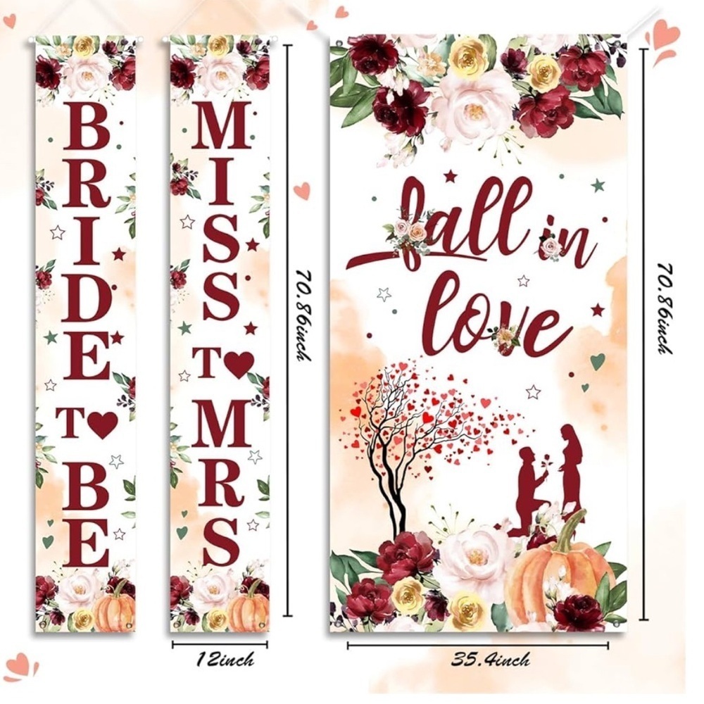 3 Pcs Fall Banner Set - Bridal Shower Decorations - Picture 4 of 6